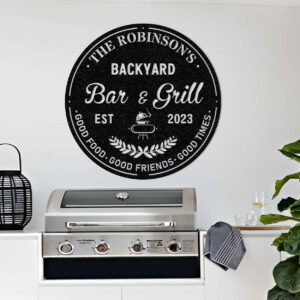 Custom Backyard Metal Sign Bar and Grill BBQ Signs Outdoor Decor 1