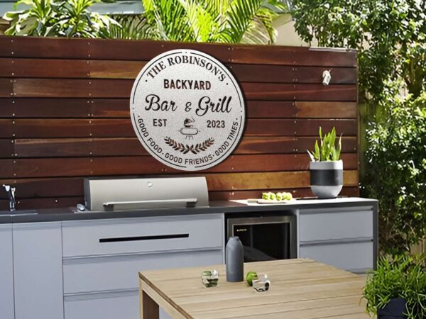 Custom Backyard Metal Sign Bar and Grill BBQ Signs Outdoor Decor 2