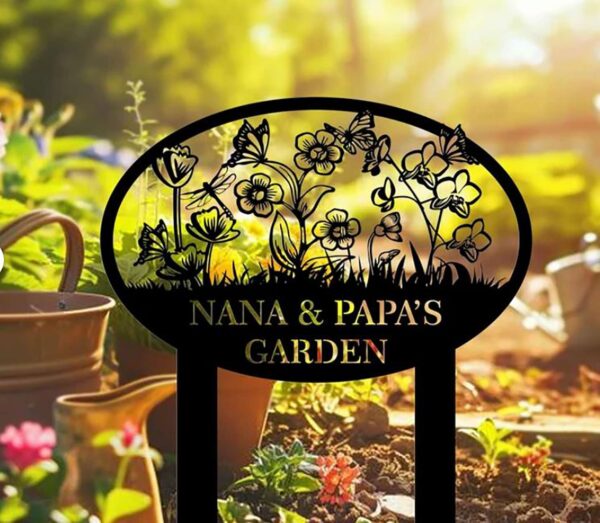 Custom Flowers Metal Garden Sign Garden Name Sign Garden's Decor