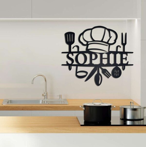 Custom Metal Kitchen Wall Sign, Custom Metal Kitchen Decor, Metal Chef Sign, Personalized Kitchen Wall Art, Kitchen Housewarming Gift 2