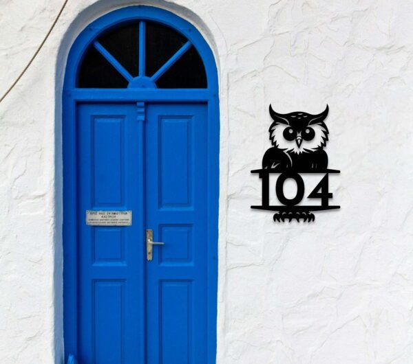 Custom Owl Metal Address Sign Modern House Number Plaque 3