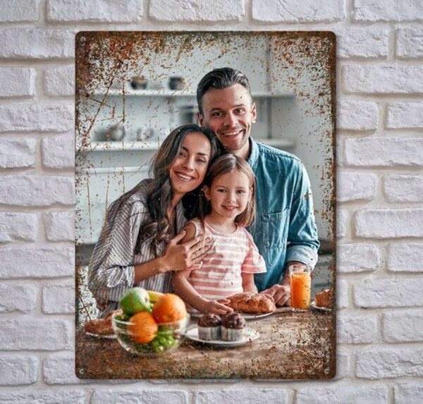 Custom Photo Metal Sign Personalized Family Picture Rusty Vintage Wall Art