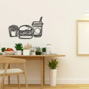 Fast Food Metal Wall Art Hamburger Coffee Restaurant Decor