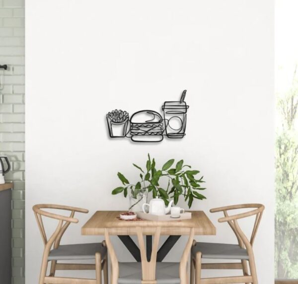 Fast Food Metal Wall Art Hamburger Coffee Restaurant Decor