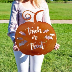 Halloween Trick or Treat Pumpkin Sign Halloween Metal Sign