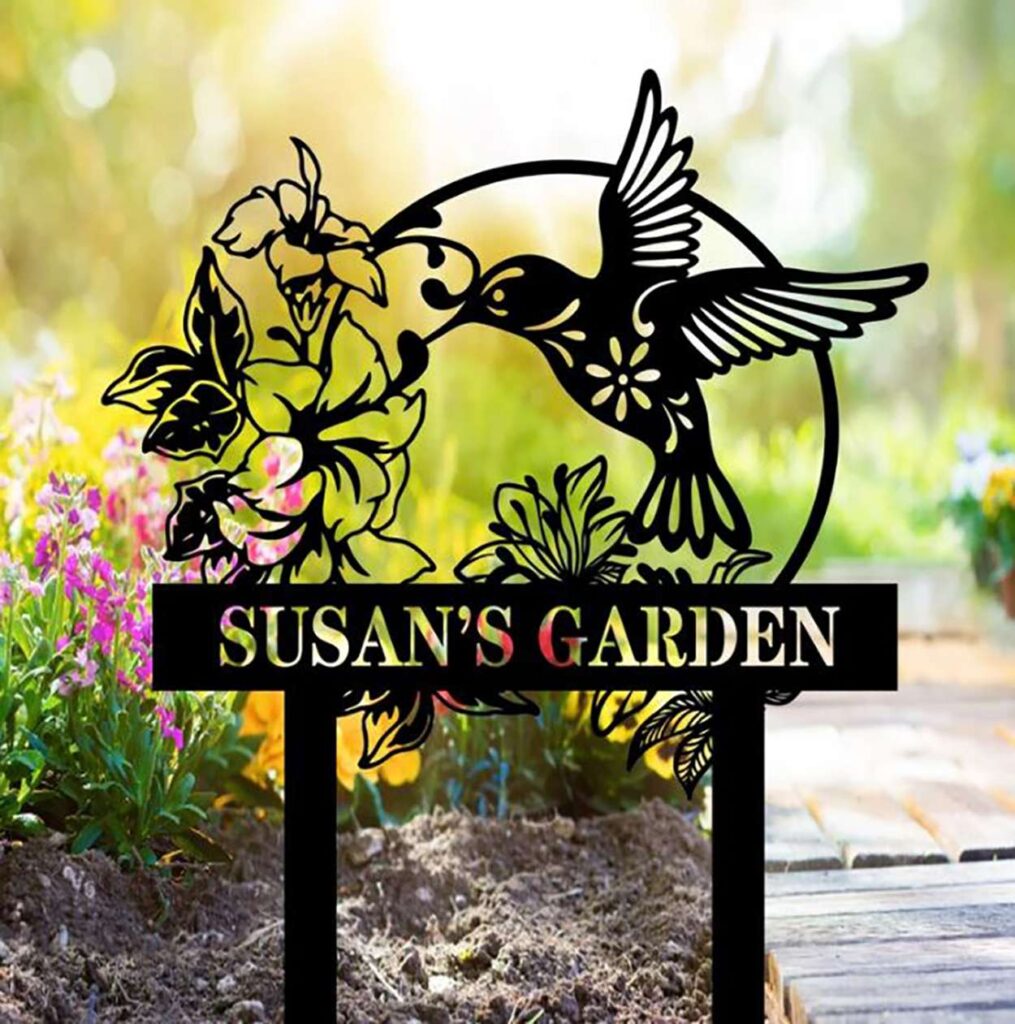 Hummingbird Personalized Garden Metal Sign Bird Metal Yard Art