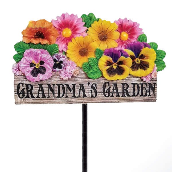 Floral Grandmas Garden Sign Metal Garden Signs with Stake