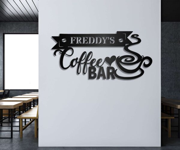 Personalized Coffee Bar Sign With Name Metal Coffee Wall Decor