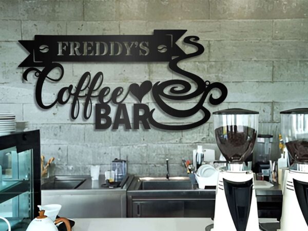 Personalized Coffee Bar Sign With Name Metal Coffee Wall Decor (4)