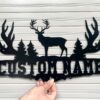 Personalized Family Deer Metal Sign Deer Antlers Wall Art 3