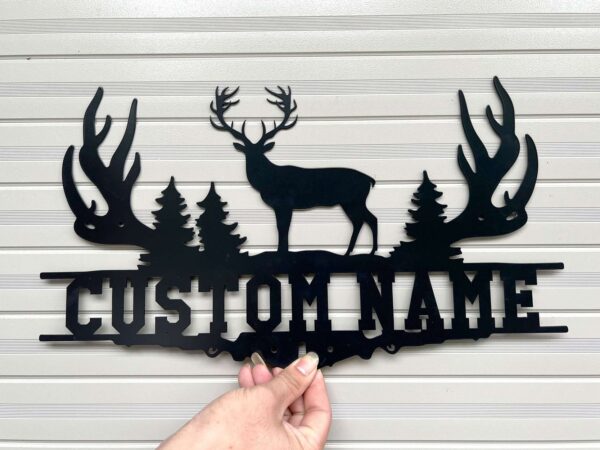 Personalized Family Deer Metal Sign Deer Antlers Wall Art 3