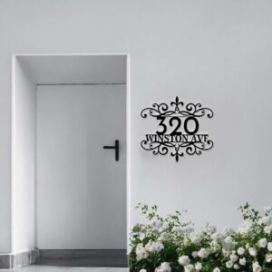 Personalized Metal House Number Sign Stylish Address Sign for House 1