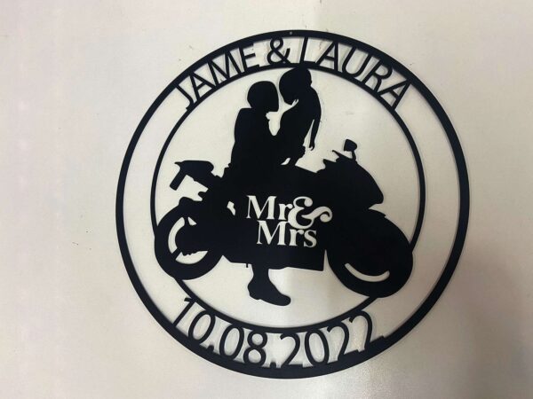 Personalized Metal Motorcycle Signs Motorcycle Wall Art Couple Anniversary Gift