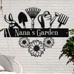 Custom Garden Sign With Name Metal Yard Art Gardening Gift for Nana